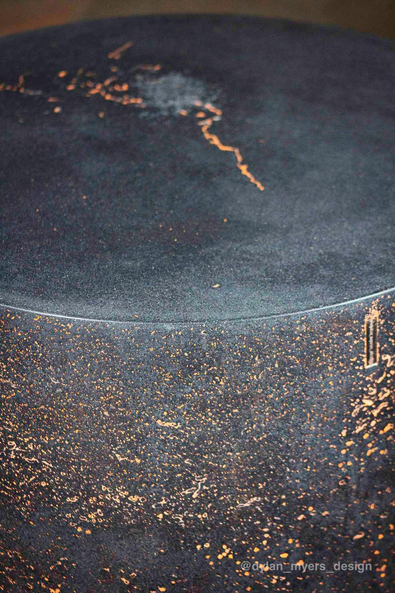 Concrete Handcrafted designer concrete drum line ZERO distressed black by Dylan Myers For Sale