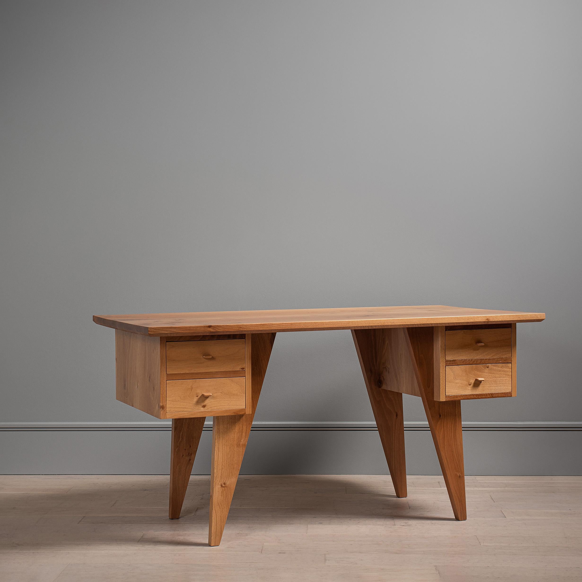 Post-Modern Handcrafted Desk, English Walnut