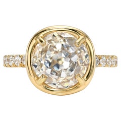 Handcrafted Devi Antique Cushion Cut Diamond Ring by Single Stone