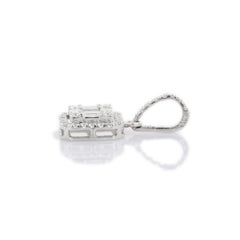 Handcrafted Diamond Pendant Necklace in 14K White Gold with Mix Cut Diamonds