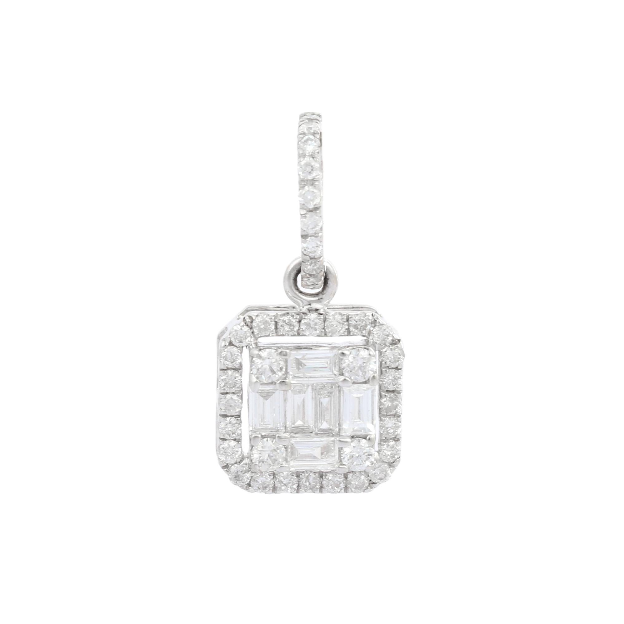 Romantic Handcrafted Diamond Pendant Necklace in 14K White Gold with Mix Cut Diamonds  For Sale