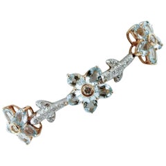 Handcrafted Diamonds, Aquamarine, White and Yellow Gold link Bracelet Handcrafted Diamonds, Aquamarine, White and Yellow Gold link Bracelet