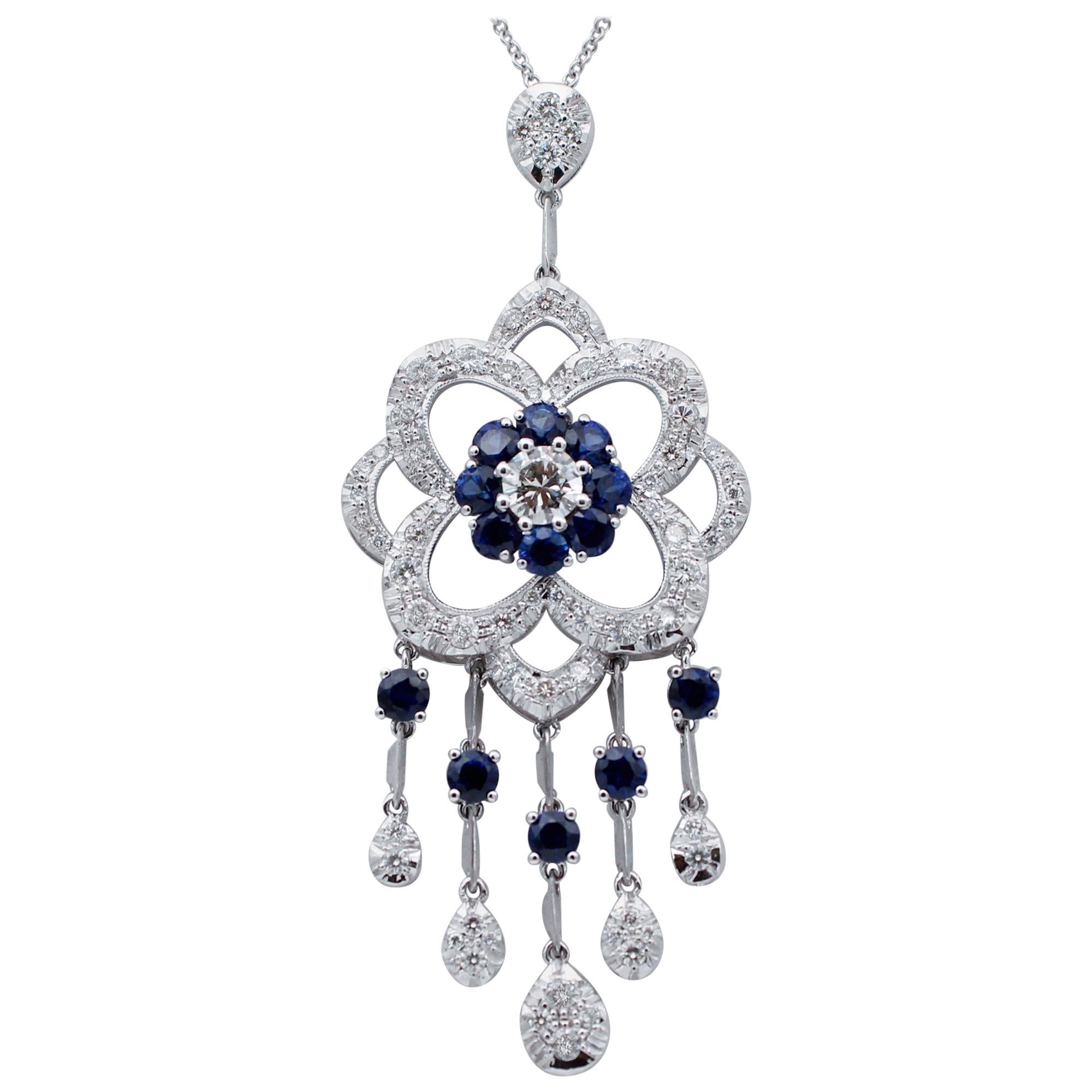 Sapphire & Diamond 14k Gold Juju Crown Pendant Necklace
