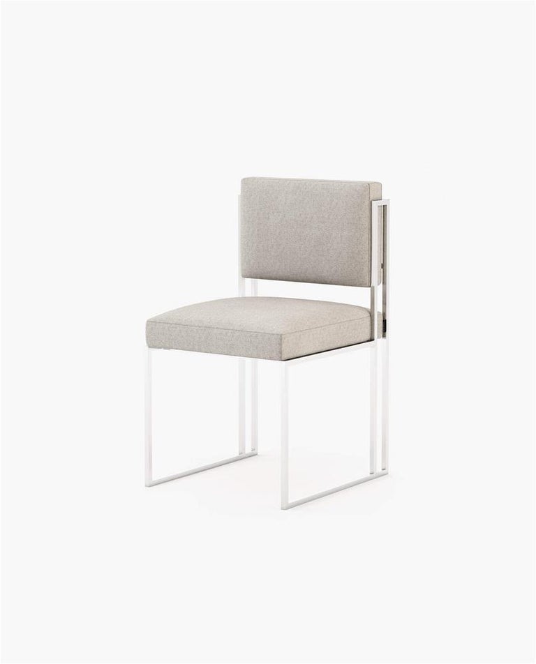 Chair Dining Inox Color Handcrafted Dining Chair Polished Gold Stainless Steel Frame For Sale ...