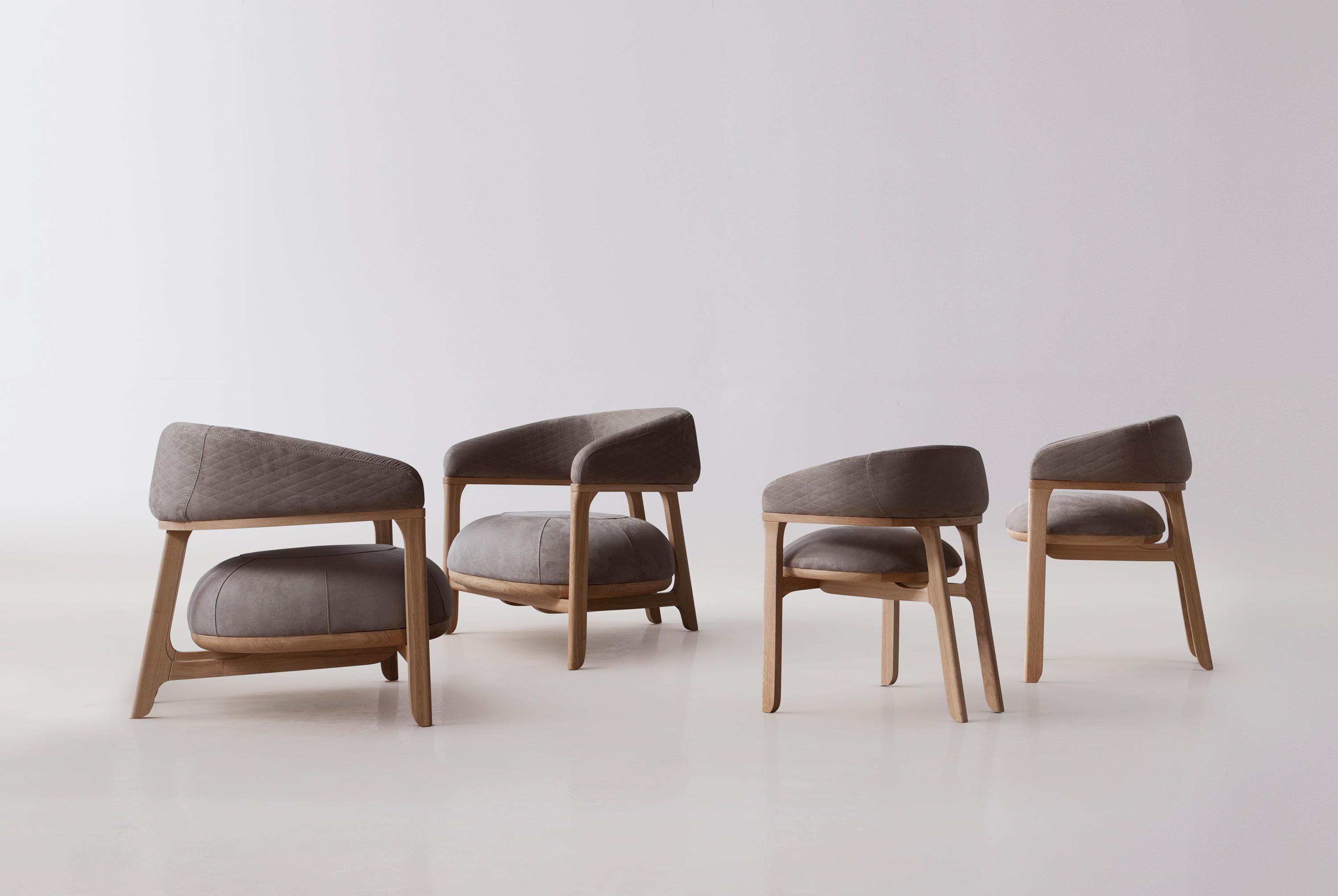 Handcrafted Dining Chair in Natural Solid Oak and Taupe Velvet For Sale at 1stDibs taupe