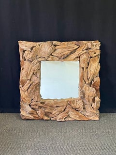 Marco de espejo artesanal de madera de deriva