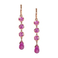 Handcrafted 1.50 Carats Pink Tourmaline 18 Karat Rose Gold Drop Earrings
