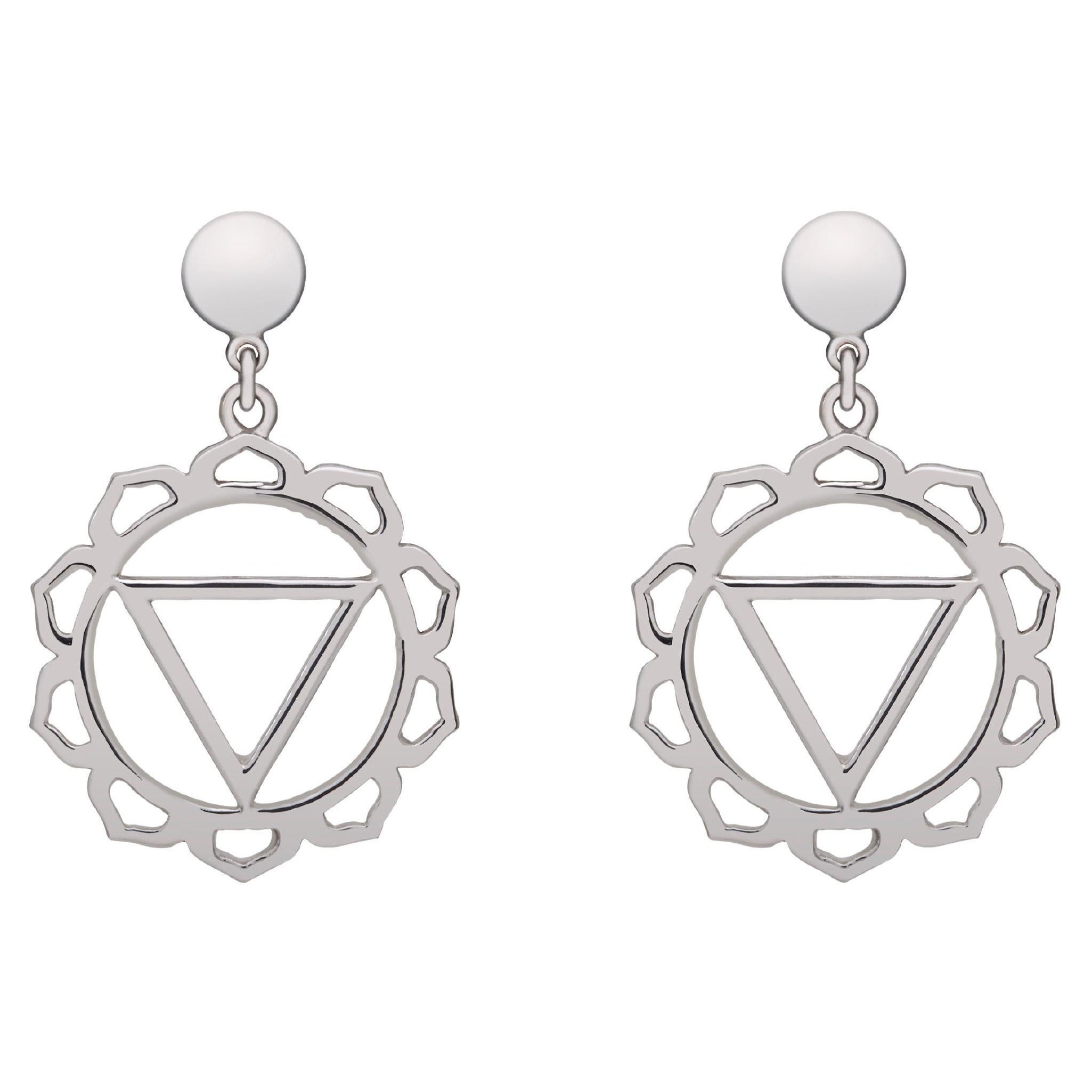 Boucles d'oreilles pendantes artisanales avec chakra Manipura Solar Plexus en or 14 carats