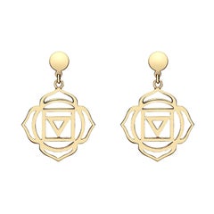 Handcrafted Drop Earrings with the Muladhara Root Chakra in 14Kt Gold