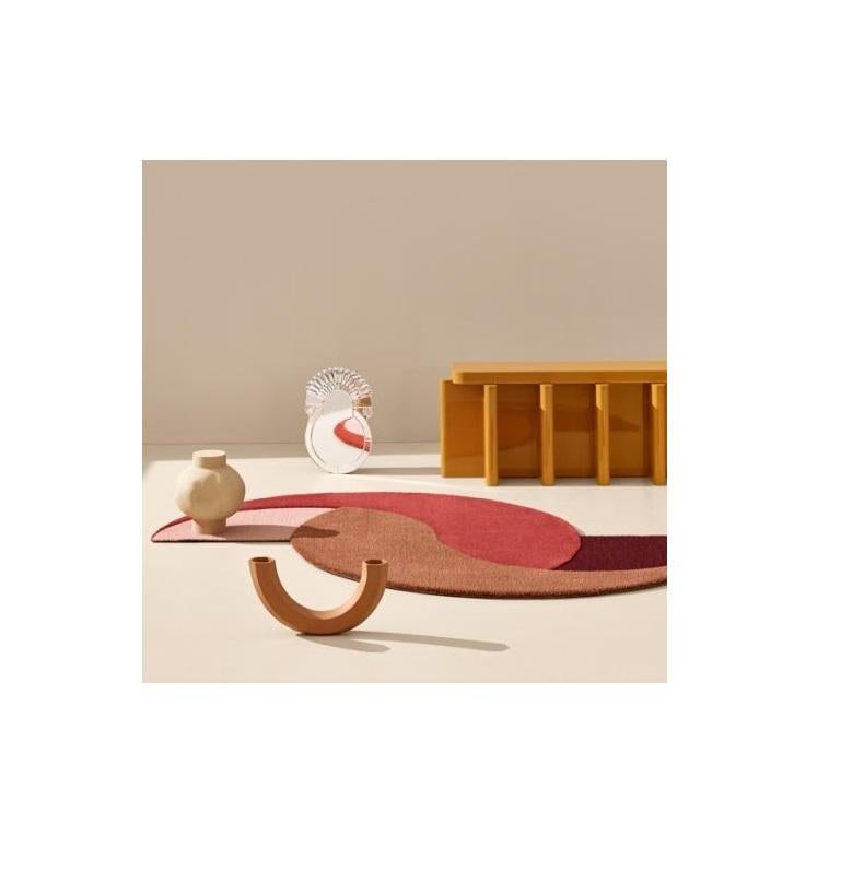 Handcrafted Dusty Red Solid Wood Spina C5.1 Wooden Console Table by Cara Davide For Sale 2