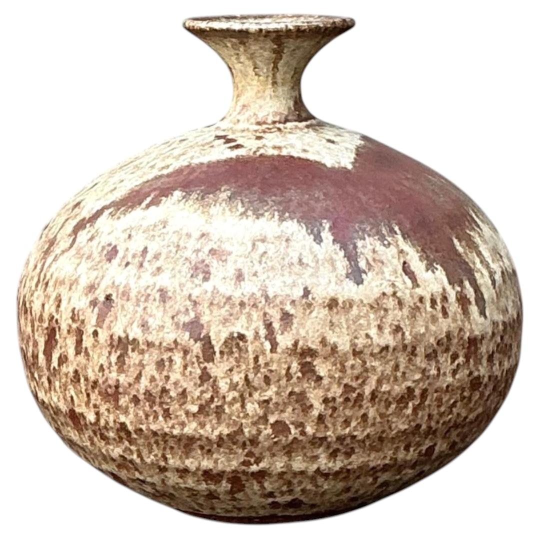 Handcrafted Earth-Tone Ceramic Vase For Sale