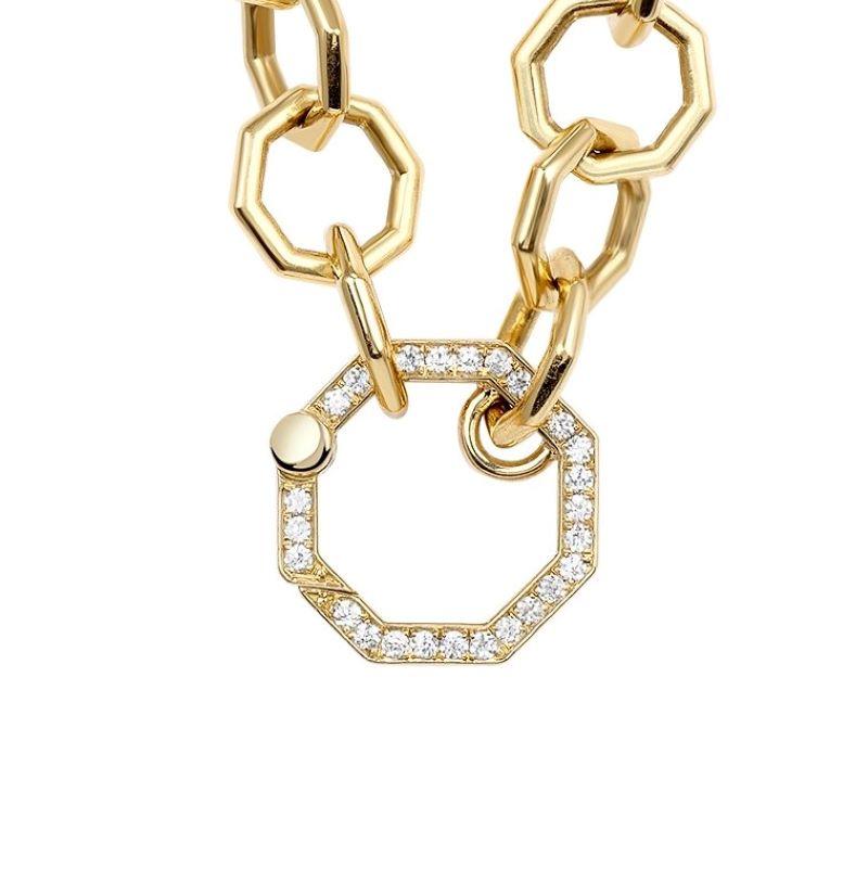 Approximately 0.25ctw G-H/VS old European cut diamonds prong set on a handcrafted 18K yellow gold octagonal link necklace.

Necklace measures 17