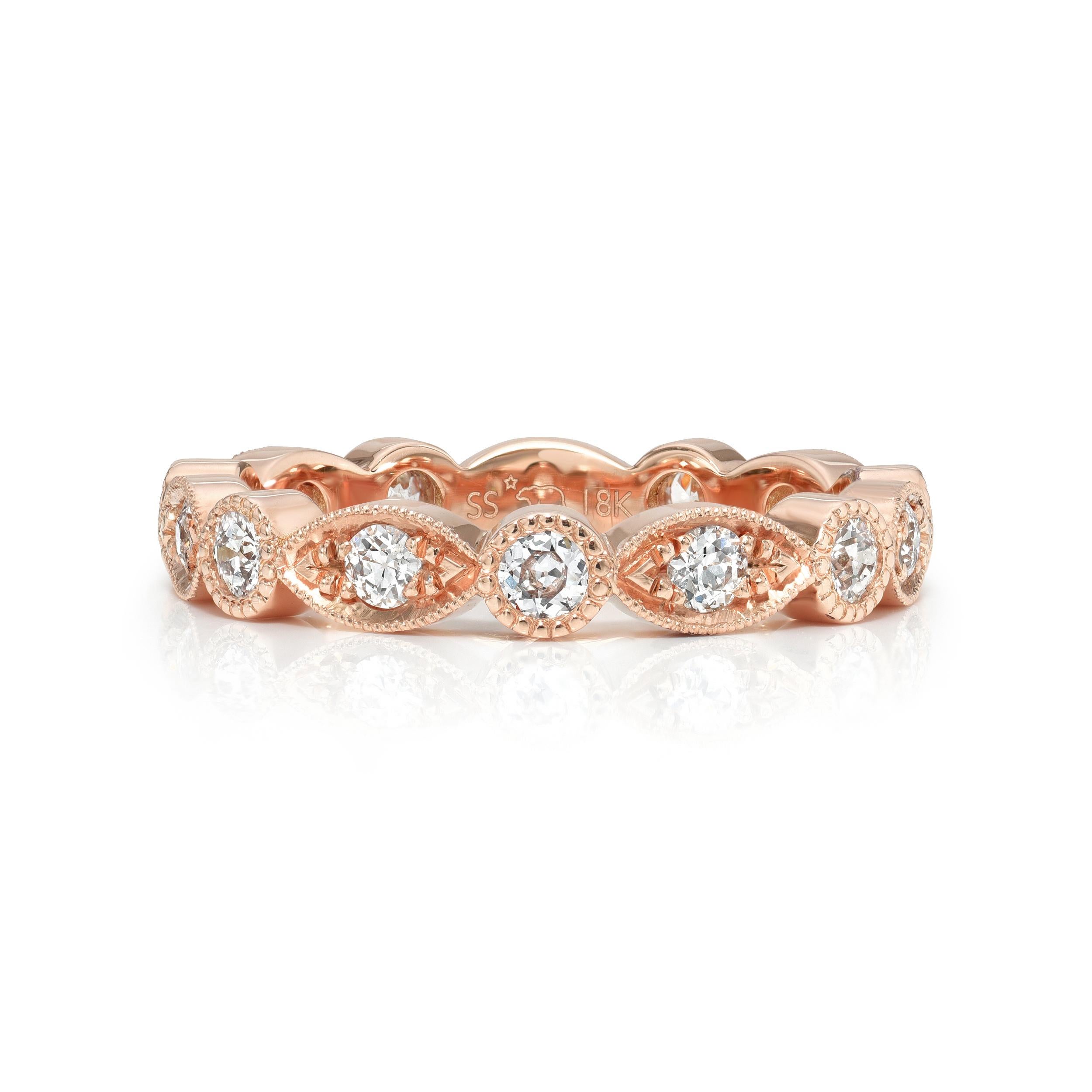For Sale:  Handcrafted Elizabeth Old European Cut Diamond Eternity Band by Single Stone 2