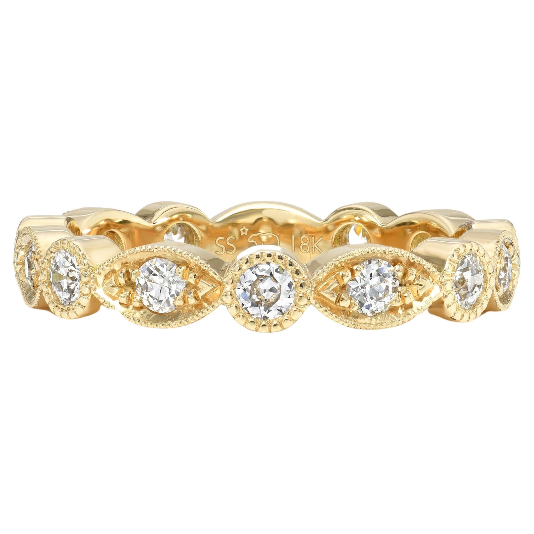 For Sale:  Handcrafted Elizabeth Old European Cut Diamond Eternity Band by Single Stone