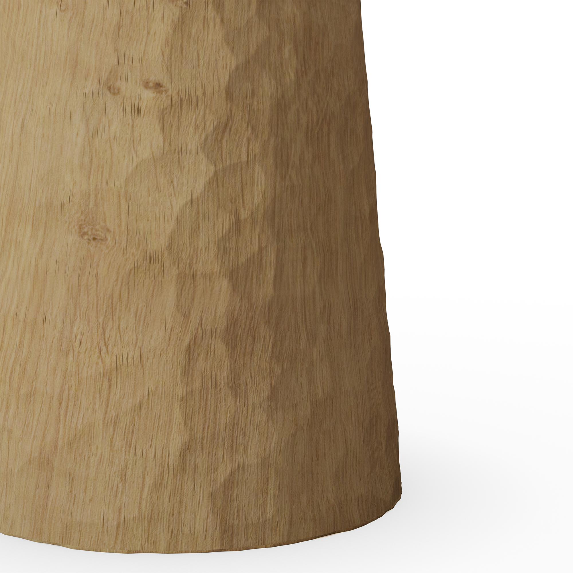 Contemporary Handcrafted Elke Side Table in Carved Oak with Travertine Top by Nolita Harbour For Sale