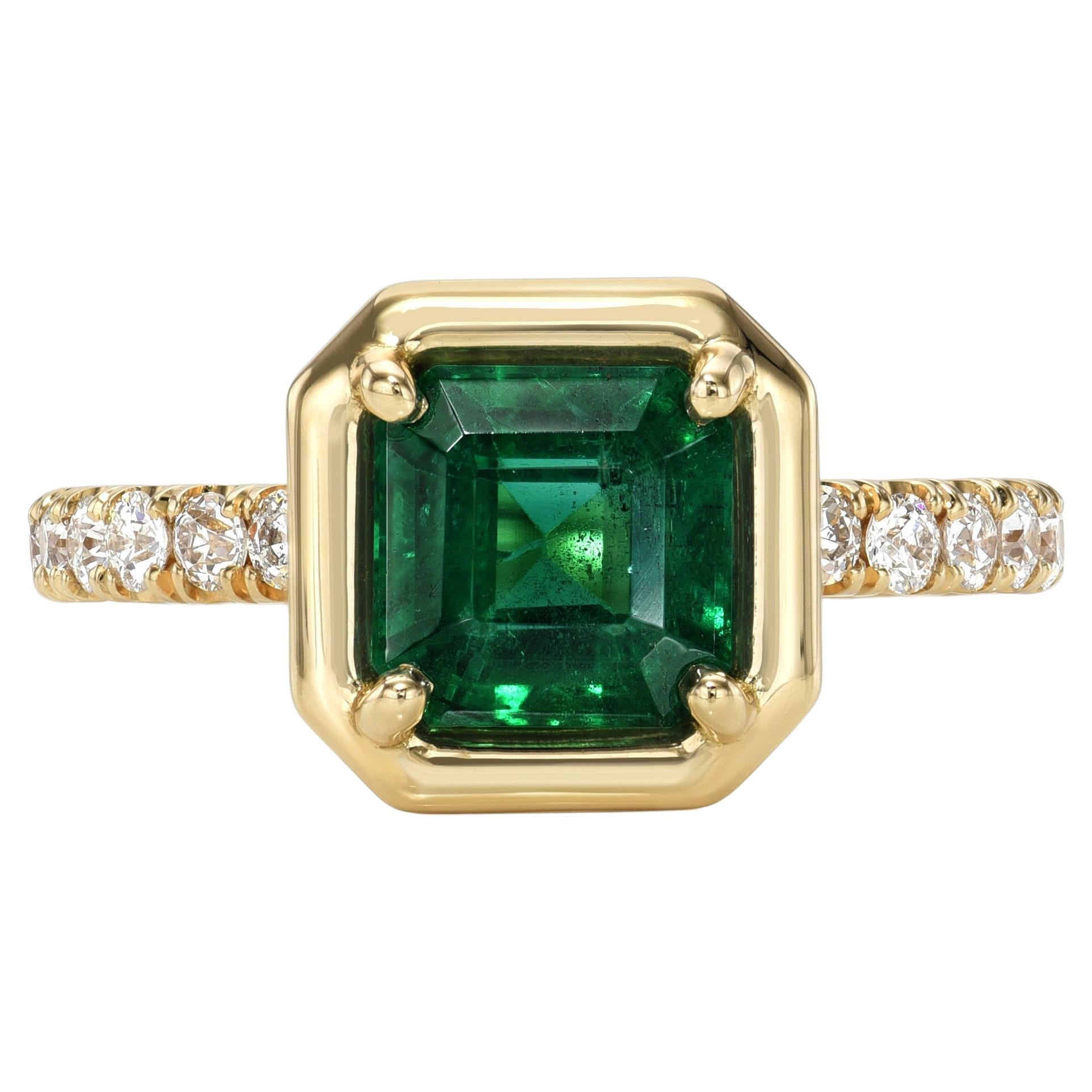 Handcrafted Ella Asscher Cut Emerald Ring by Single Stone