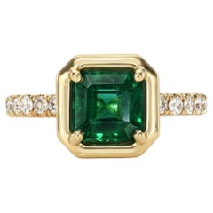 Handcrafted Ella Asscher Cut Emerald Ring by Single Stone