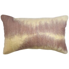 Handcrafted Embroidered Organza Ribbon Work Pillow Ombré Pink Yellow