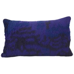 Handcrafted Embroidered Ribbon Work Pillow Ombré Navy Blue Electric Blue