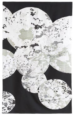 Handcrafted Embroidered Tapestry Textile Circles Black and White