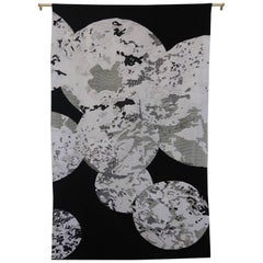 Handcrafted Embroidered Tapestry Textile Circles Black and White