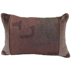 Handcrafted Embroidered Velvet Pillow Threads and Beads Dusty Pink