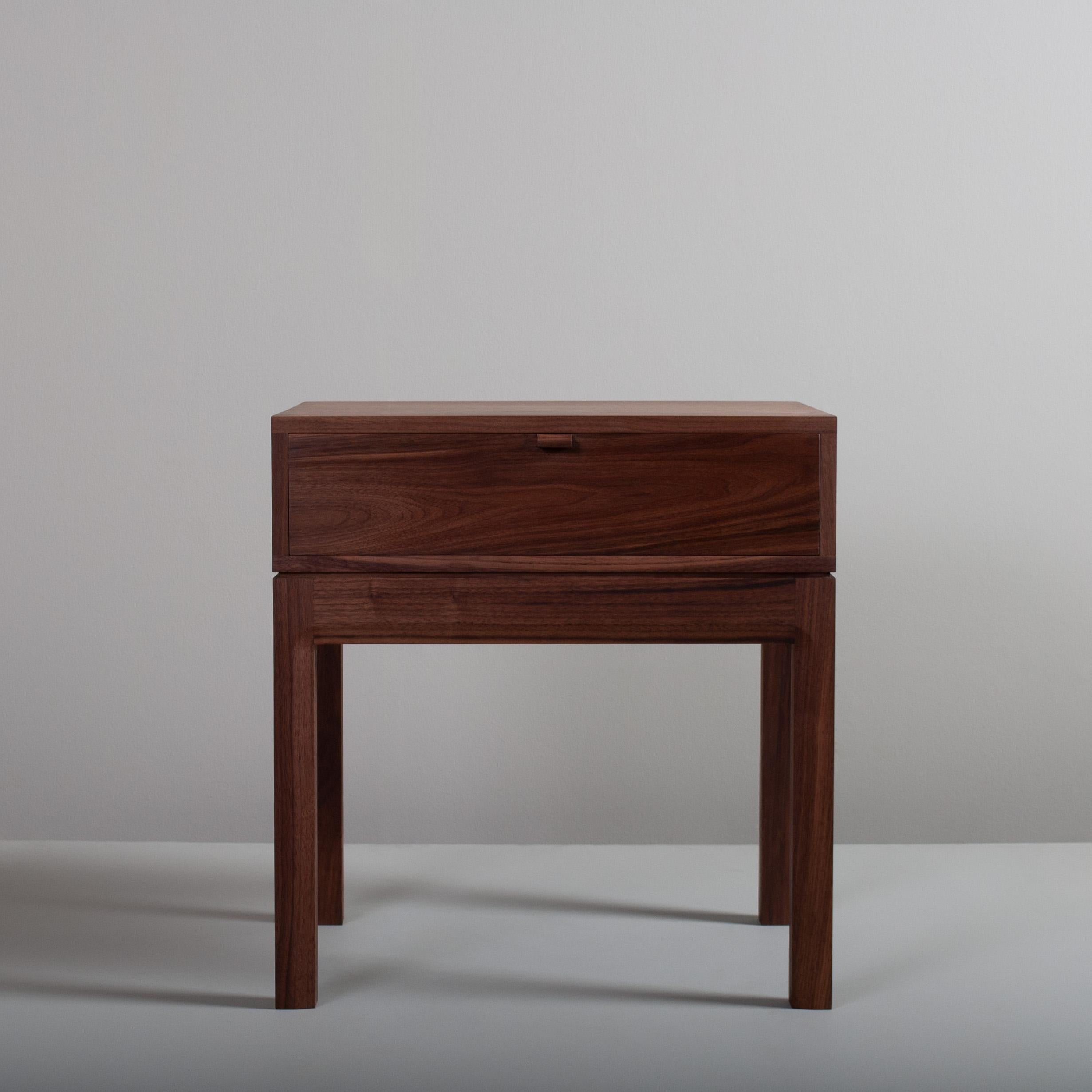 Modern Handcrafted End Table, Walnut & Oak For Sale