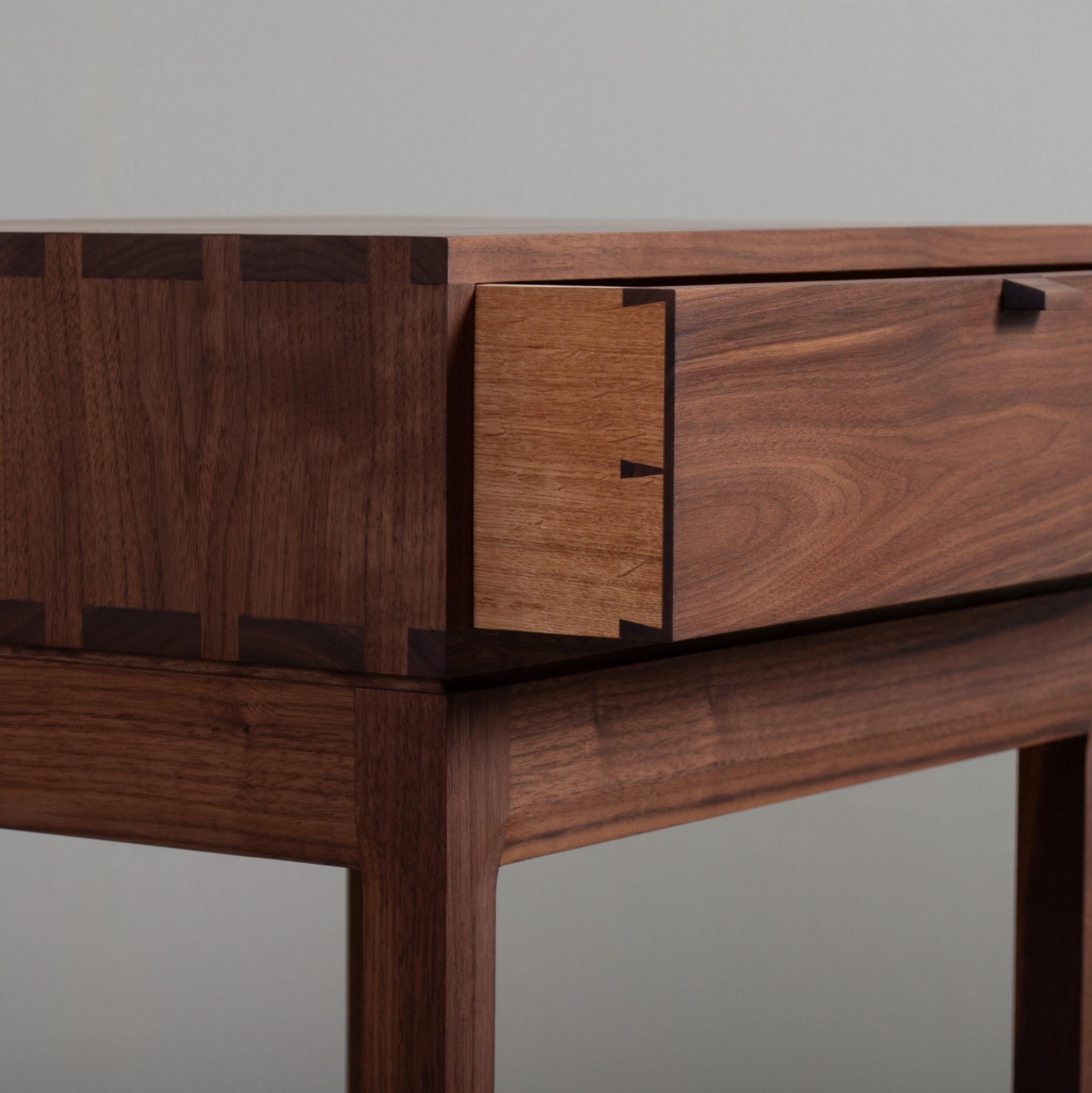 Contemporary Handcrafted End Table, Walnut & Oak For Sale