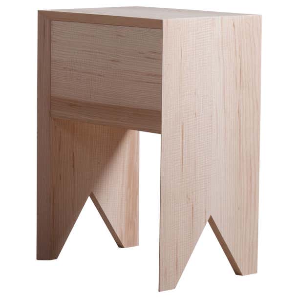 Ash End Table Handcrafted English Ash End Table and Drawer For Sale at 1stDibs