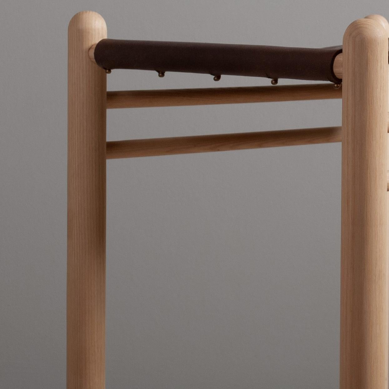 Handcrafted English Ash & Leather Bar Stools For Sale 2