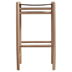 Handcrafted English Ash & Leather Bar Stools