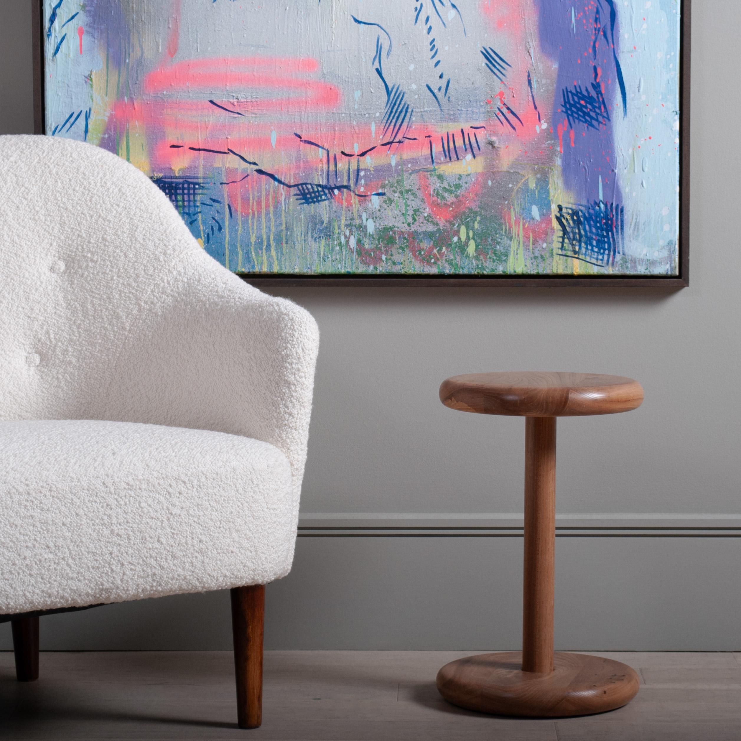 Modern Handcrafted English Elm Side Drink Table