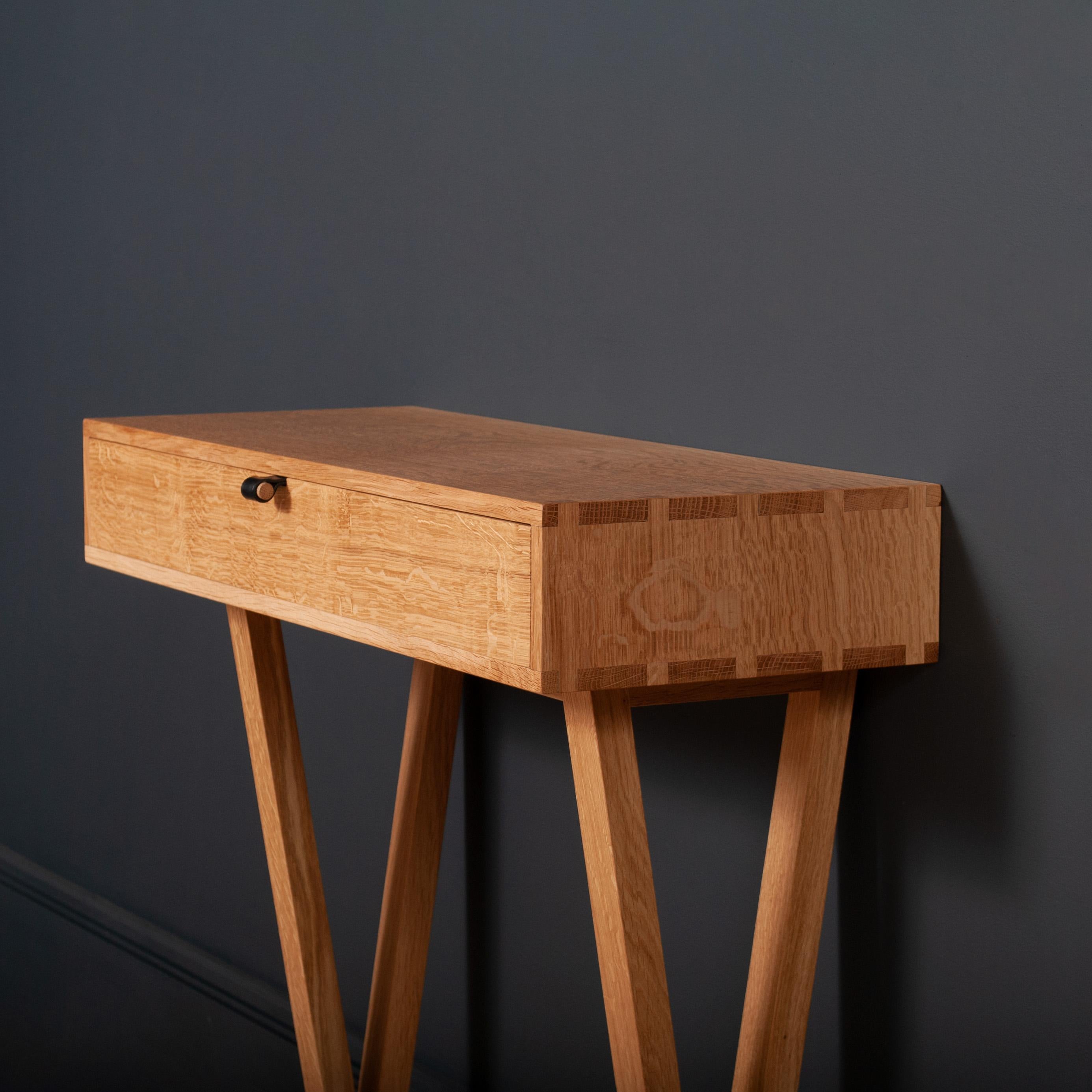 Hand-Crafted Handcrafted English Oak Console For Sale
