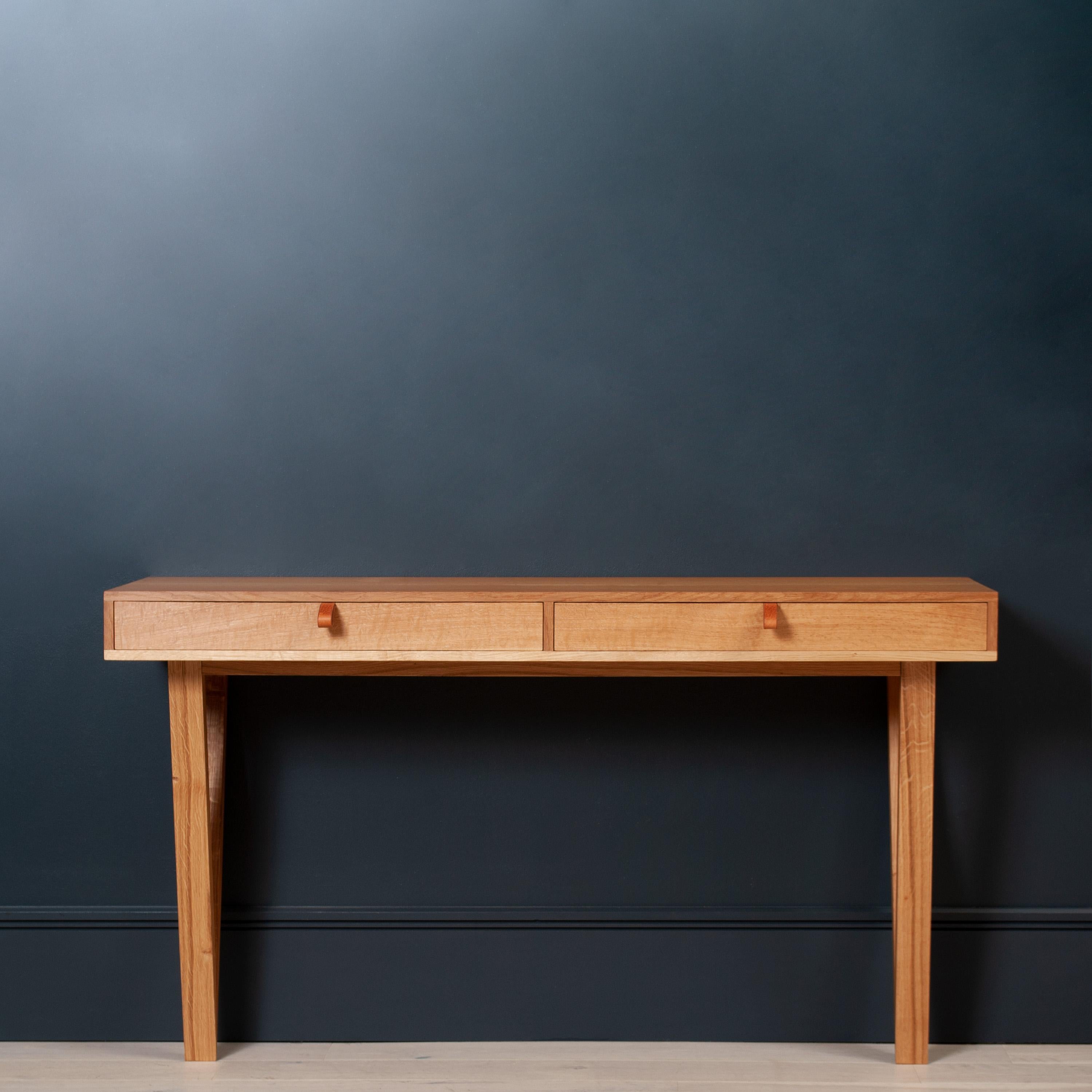 Hand-Crafted Handcrafted English Oak Desk Console For Sale