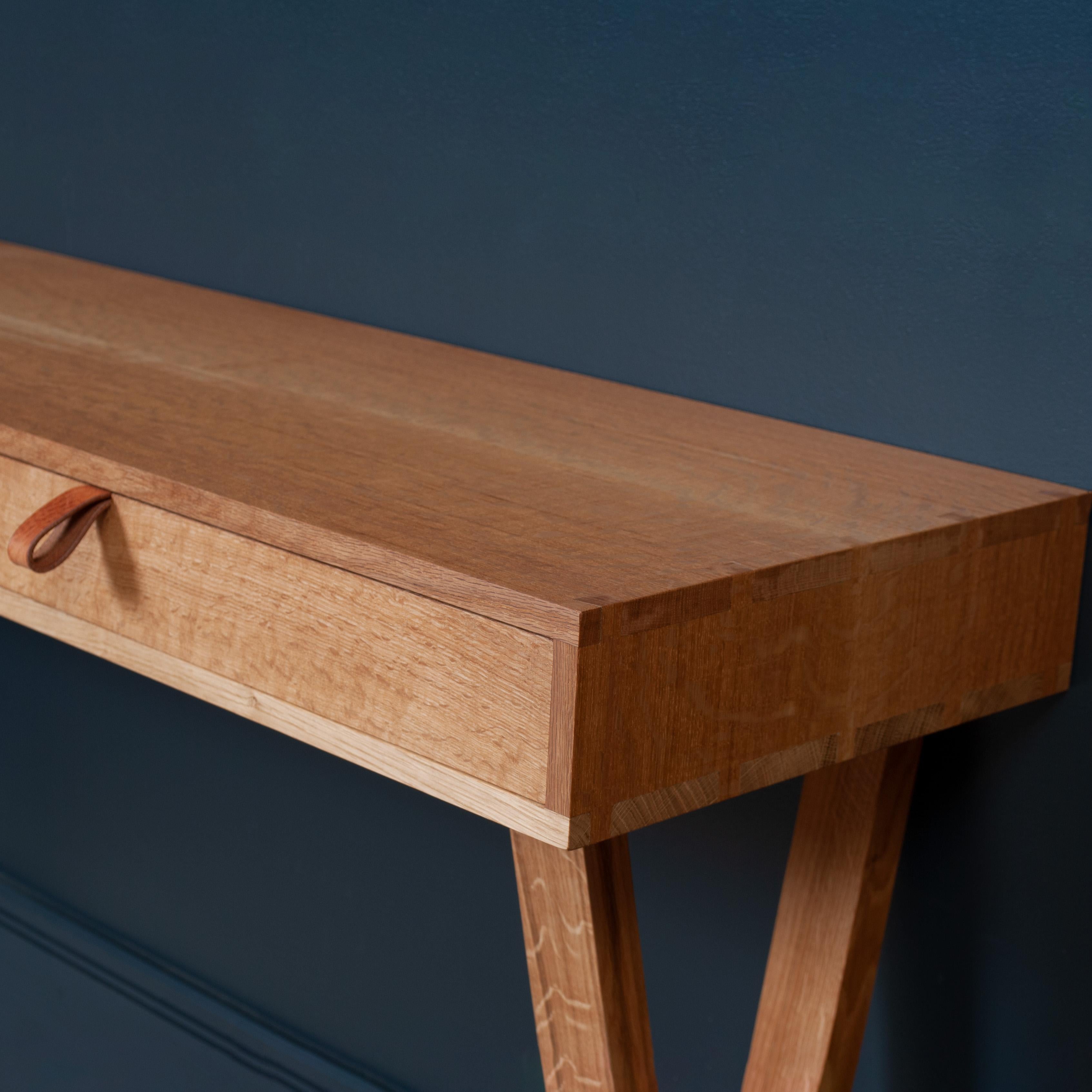 Contemporary Handcrafted English Oak Desk Console For Sale