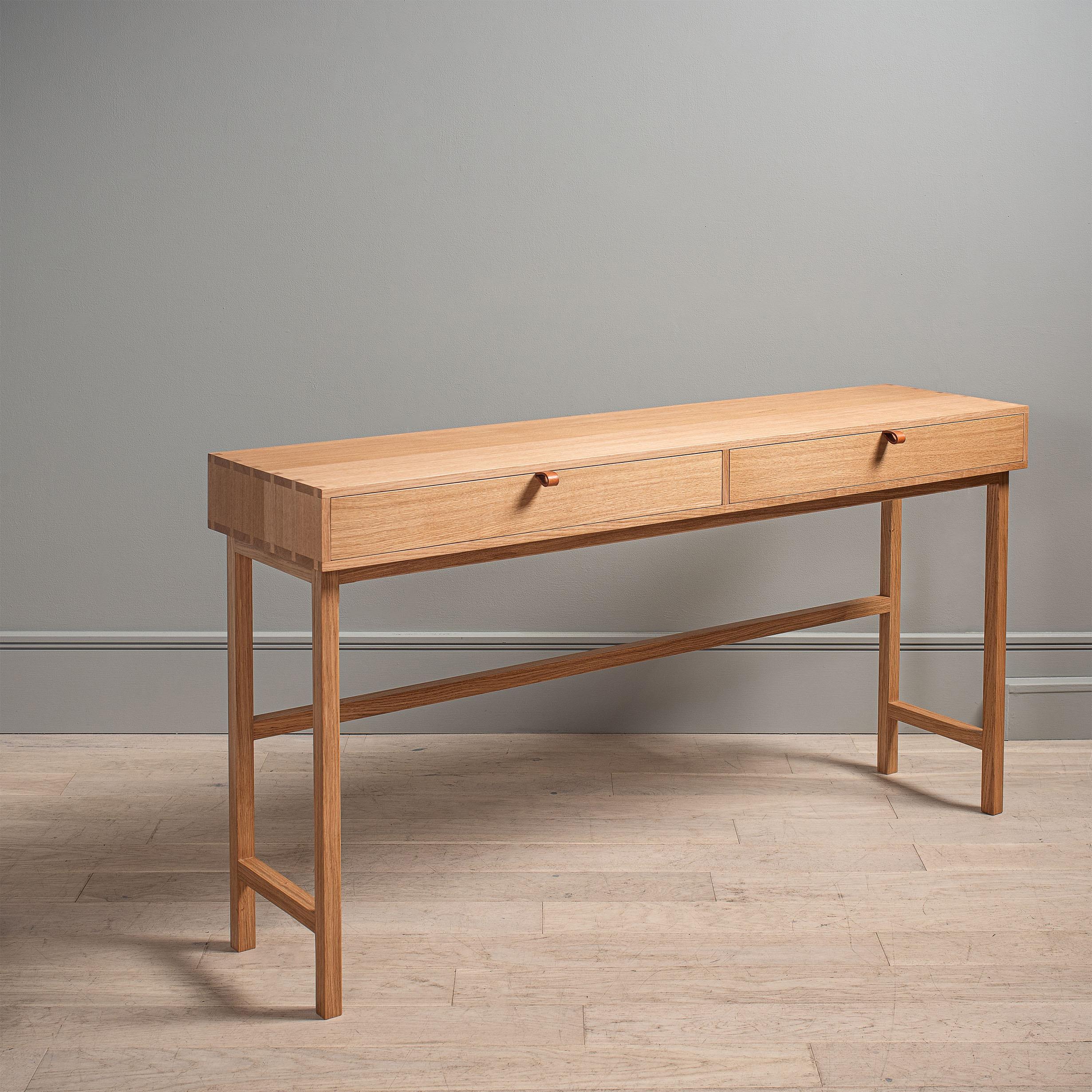 Modern Handcrafted English Oak Desk For Sale