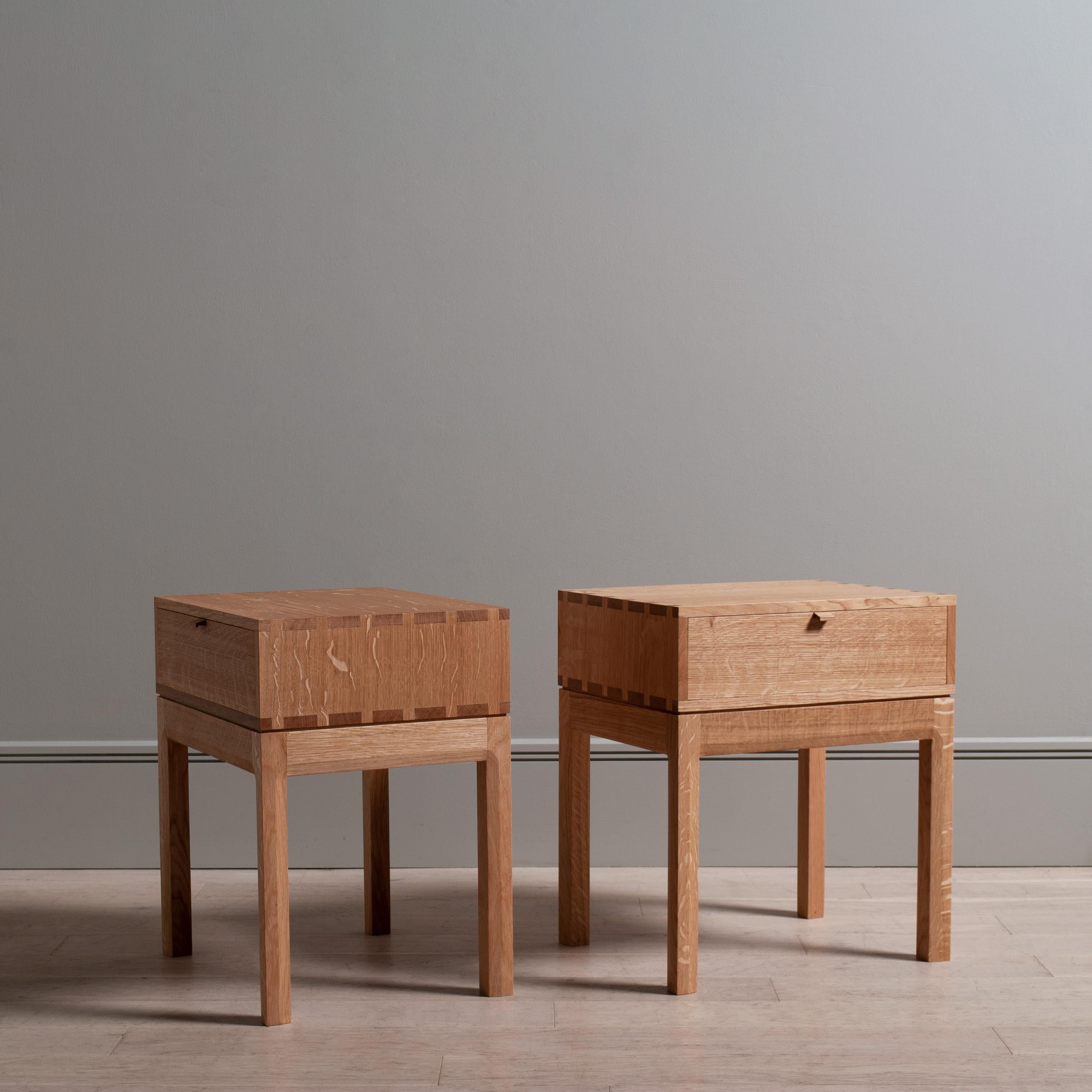Modern Handcrafted English Oak End Tables For Sale