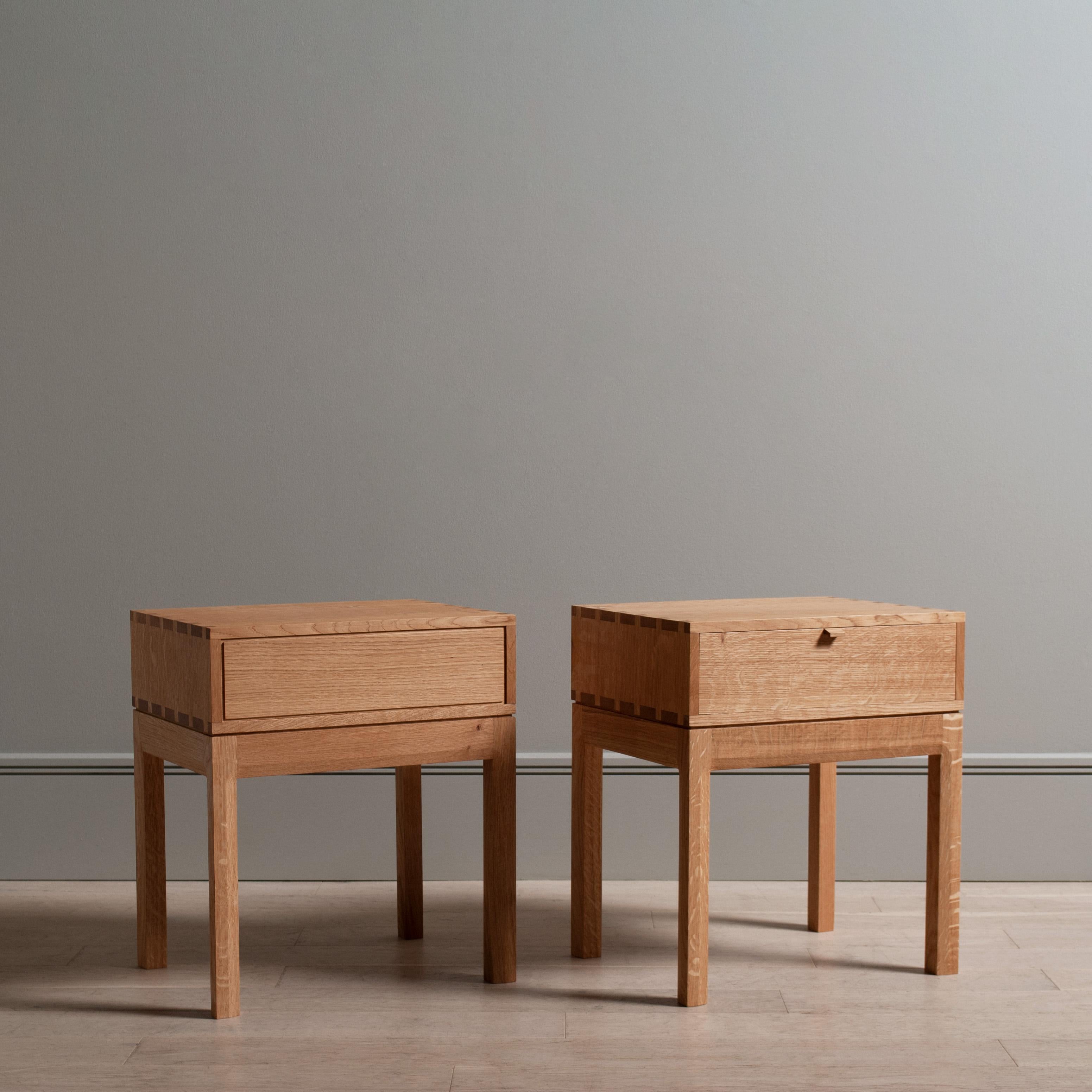 Hand-Crafted Handcrafted English Oak End Tables For Sale