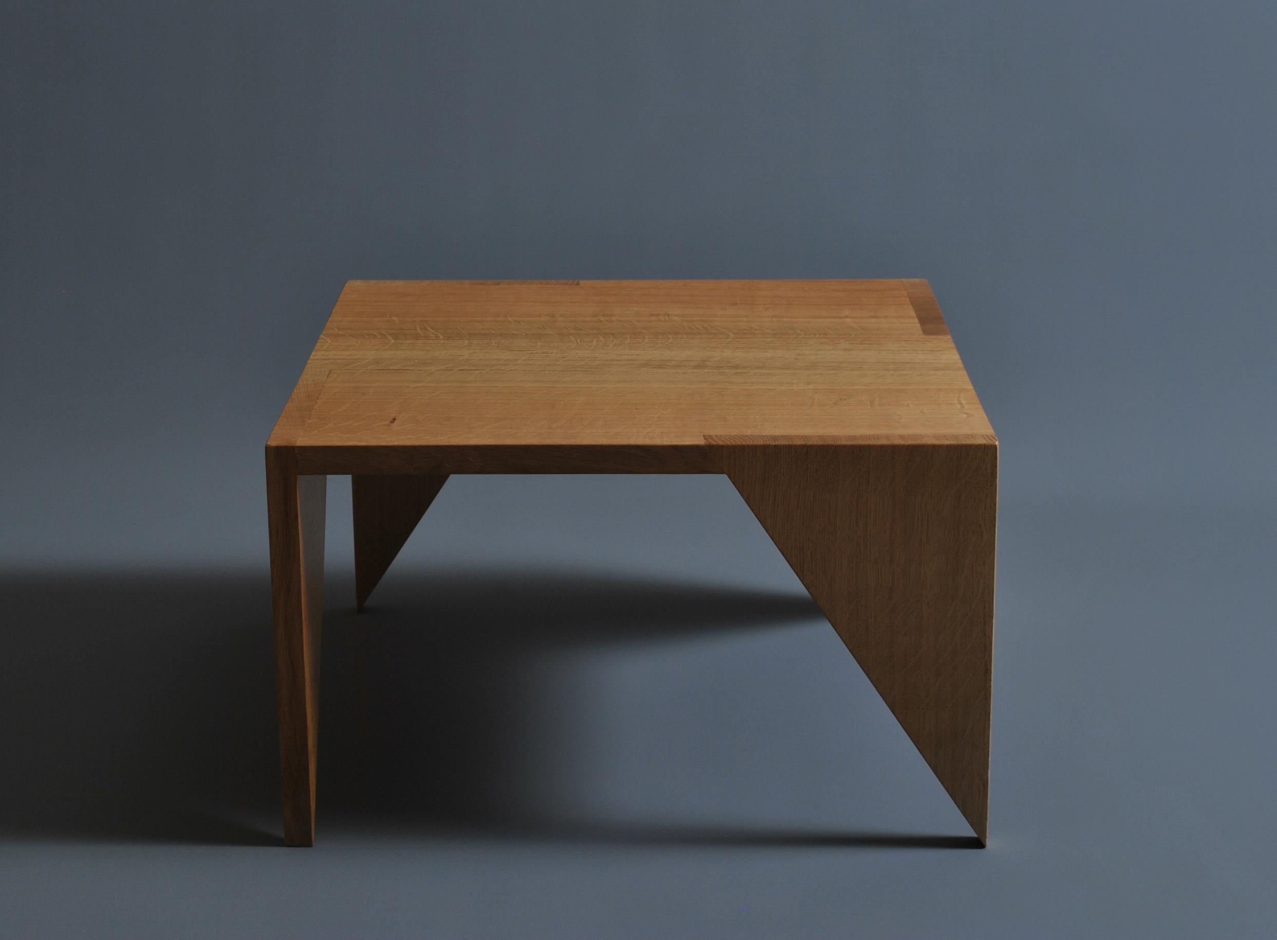 Handcrafted English Oak Modernist End Table For Sale 1