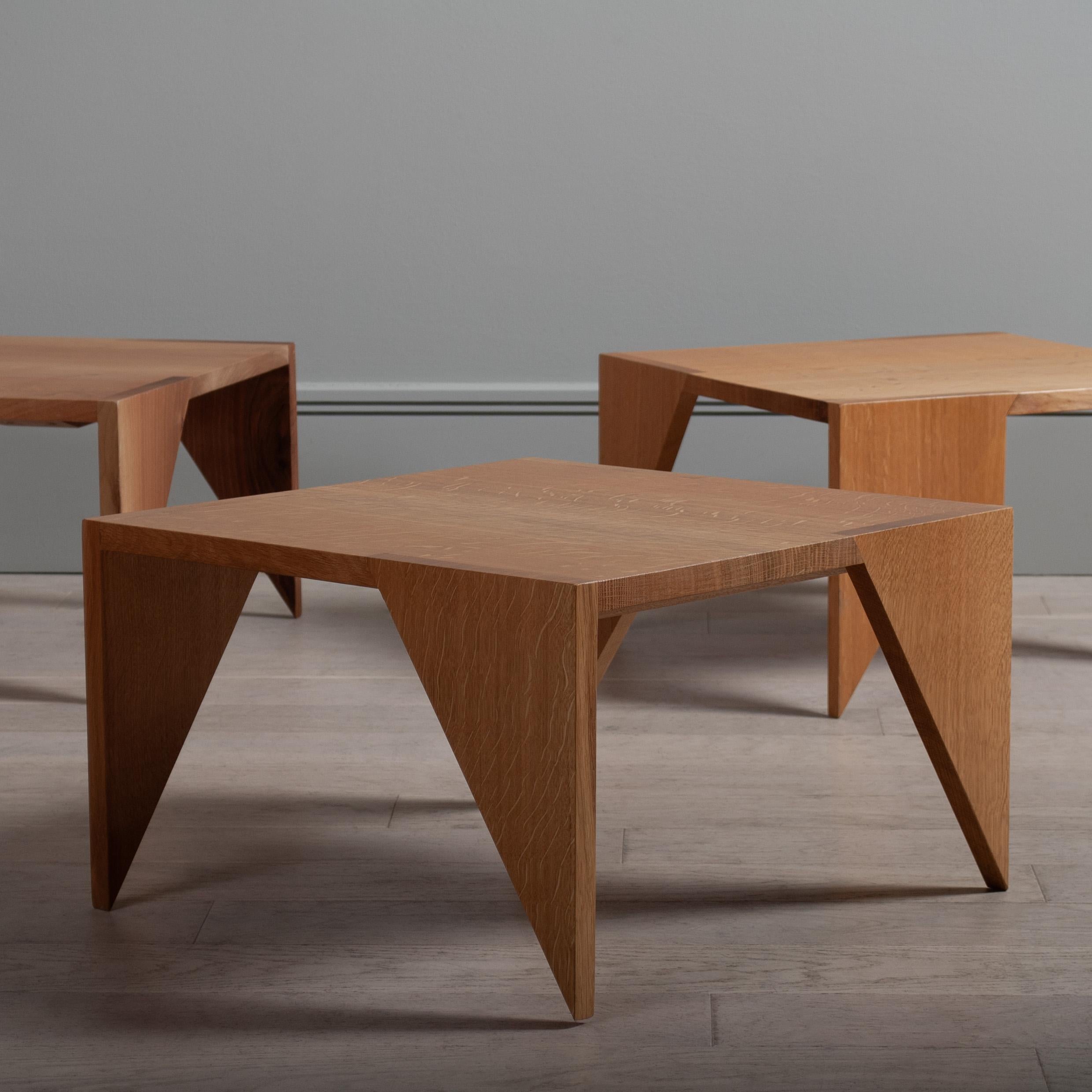 Post-Modern Handcrafted English Oak Modernist End Table For Sale