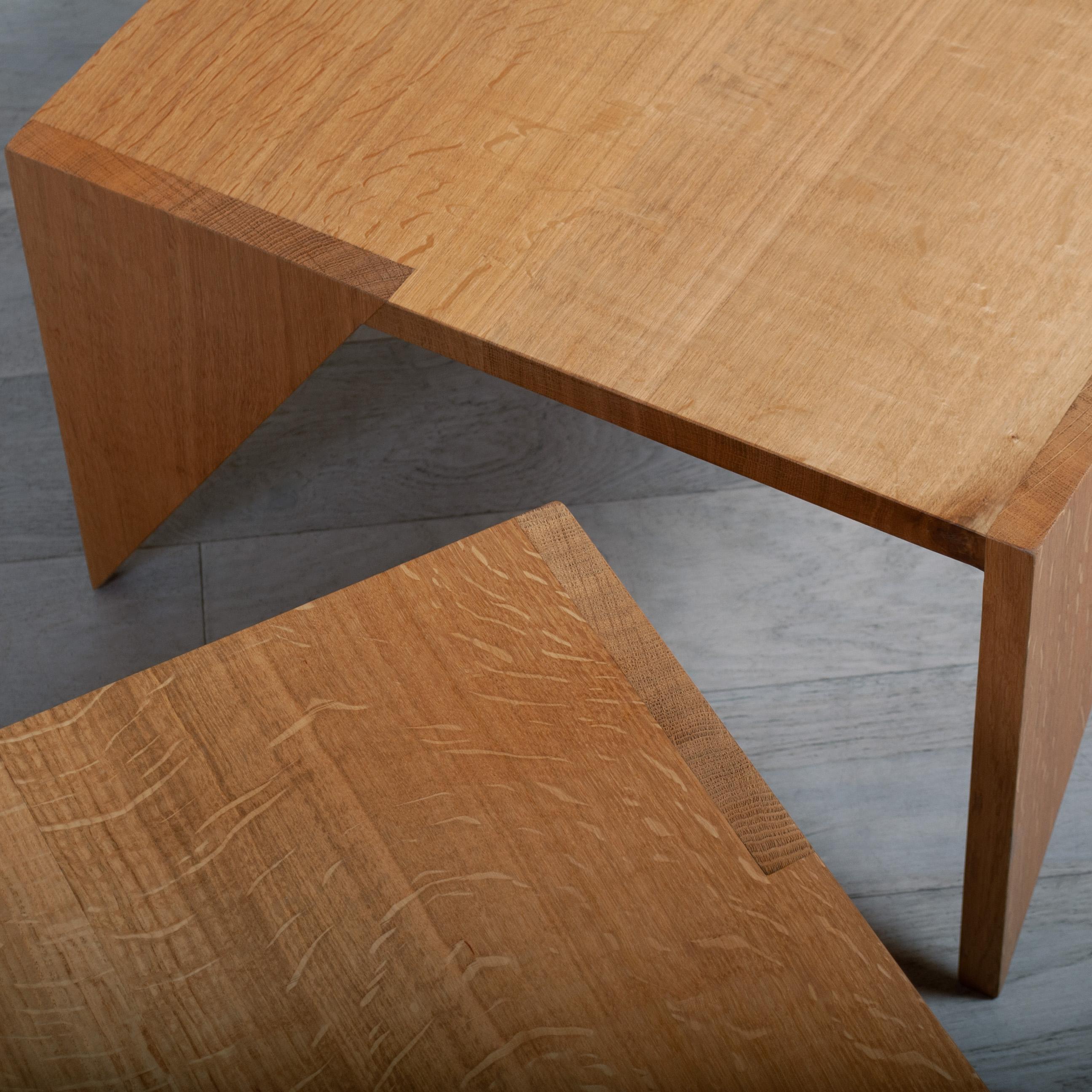 Handcrafted English Oak Modernist Table For Sale 1