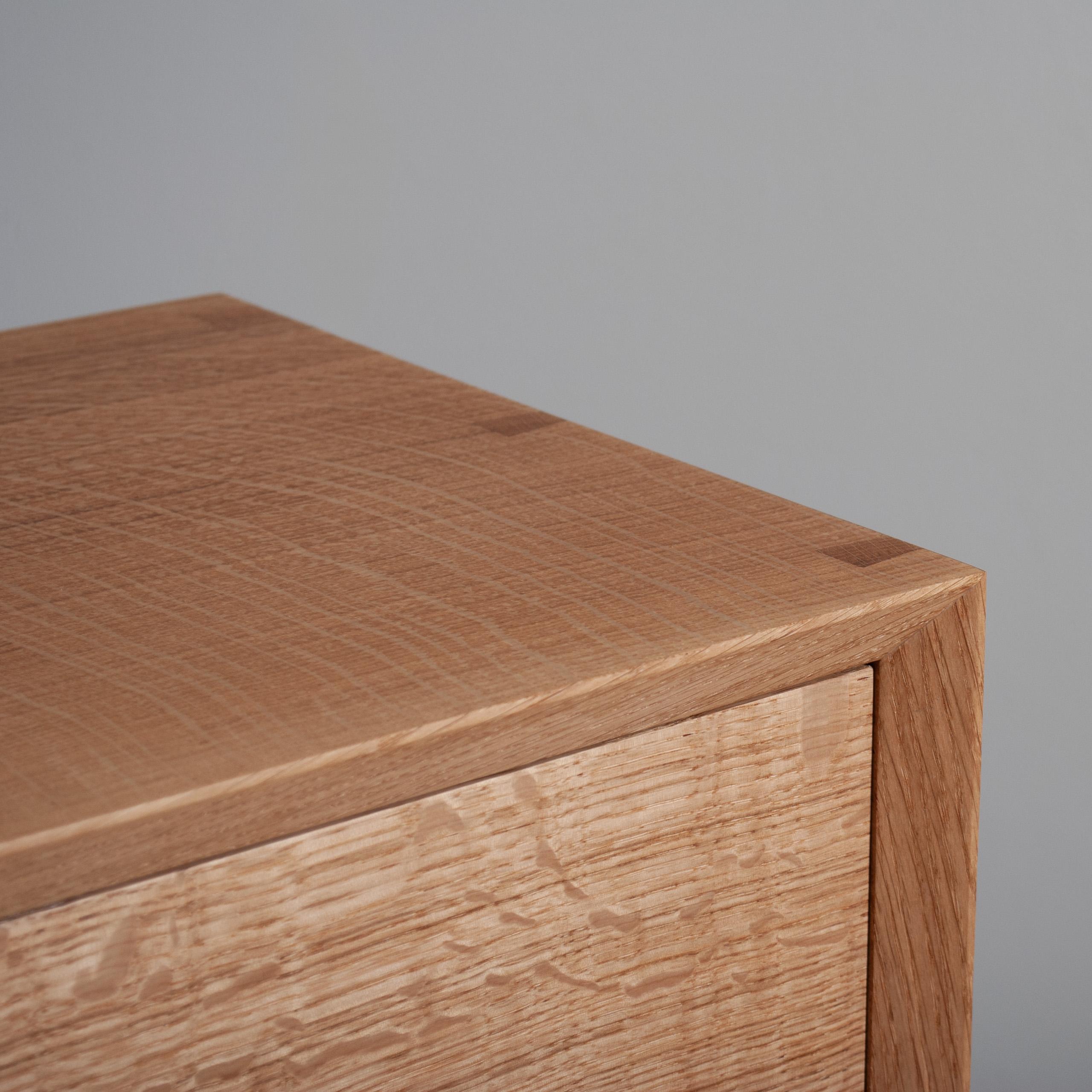 Modern Handcrafted English Oak Night Stand Table & Drawer For Sale