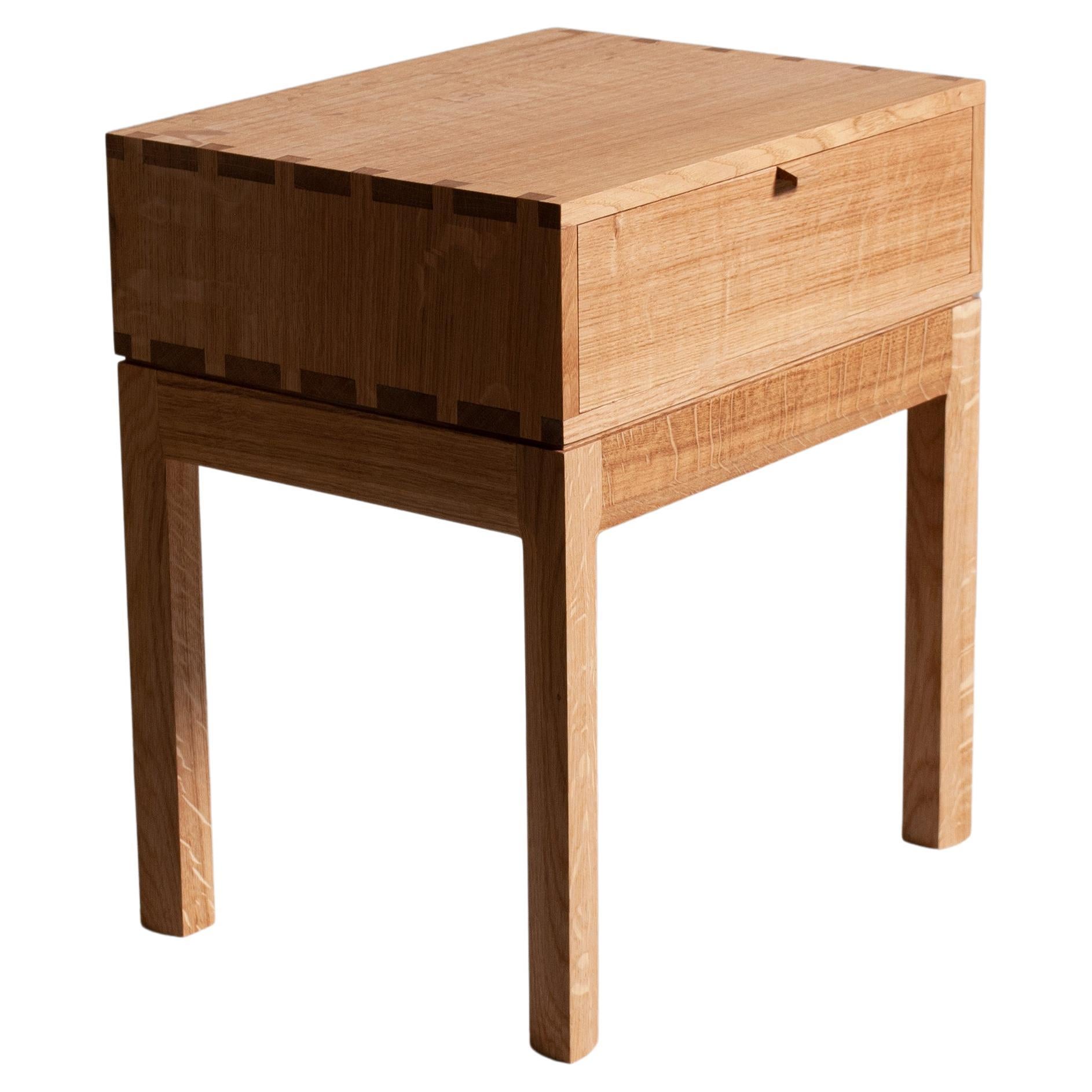 Handcrafted English Oak Nightstand For Sale