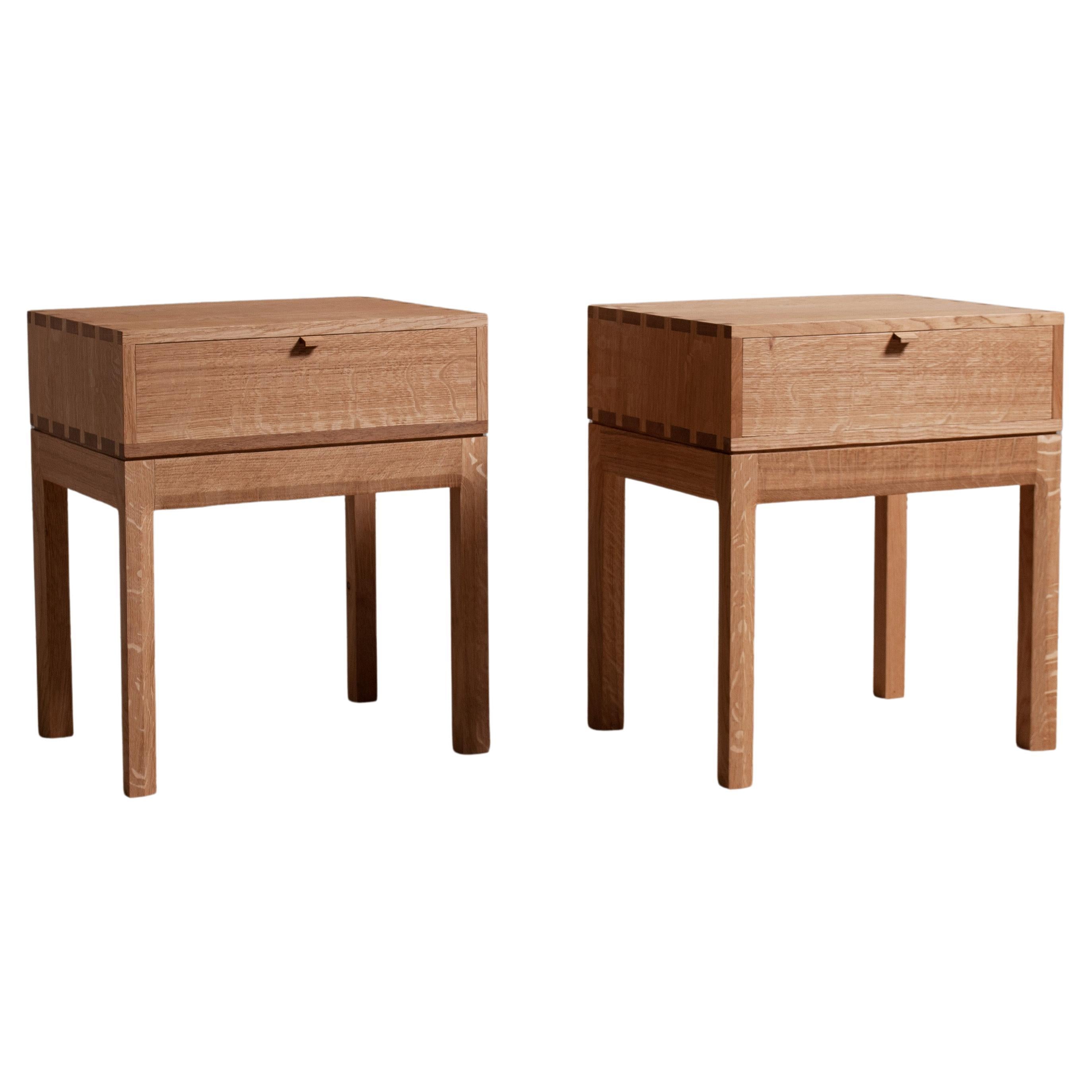 Handcrafted English Oak Nightstands For Sale