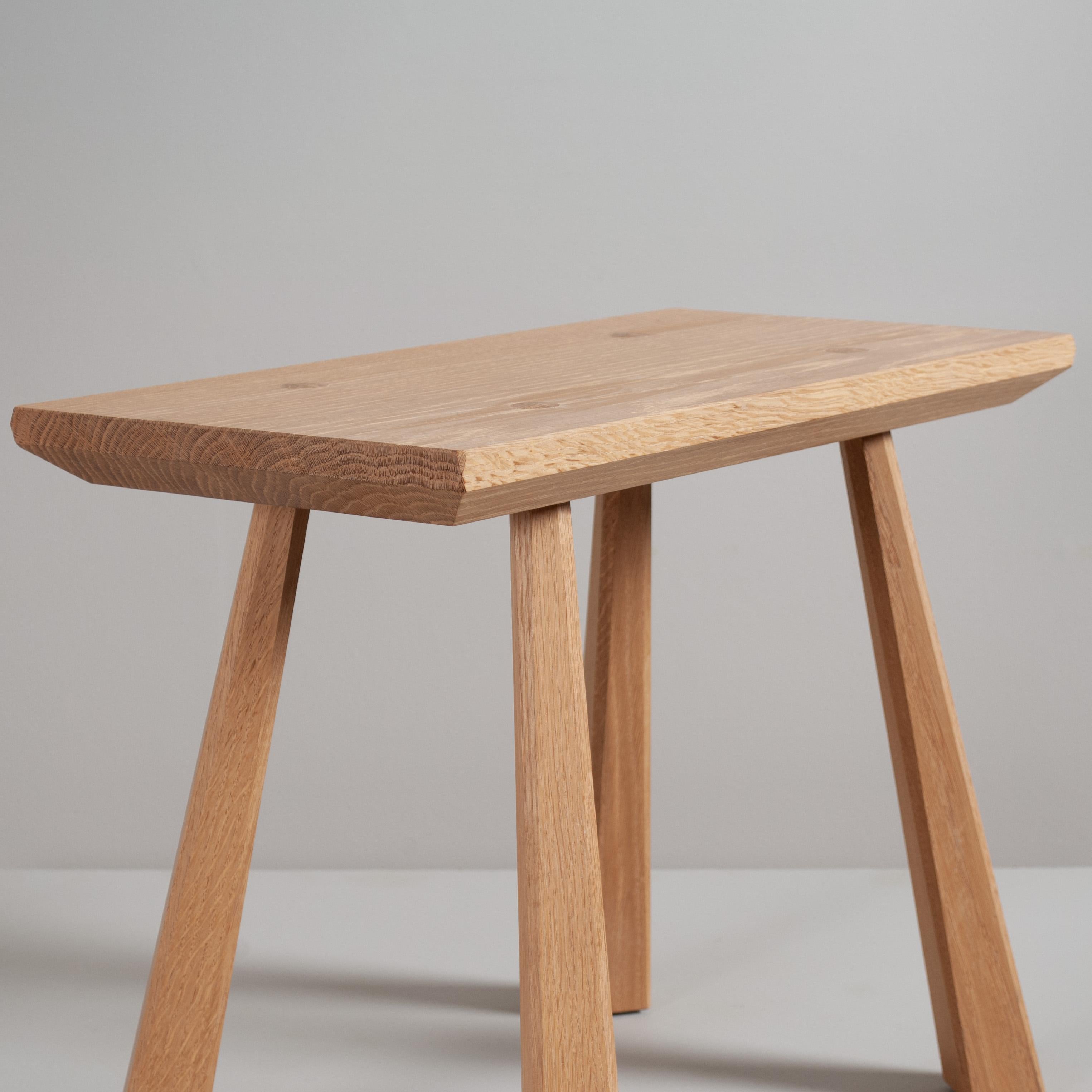 Modern Handcrafted English Oak Single Seat Bench Stool