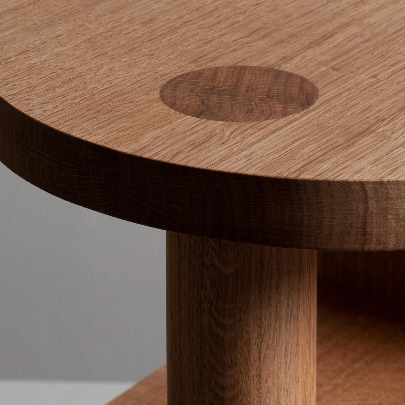 Handcrafted English Oak Tiered Nightstand Table For Sale 5