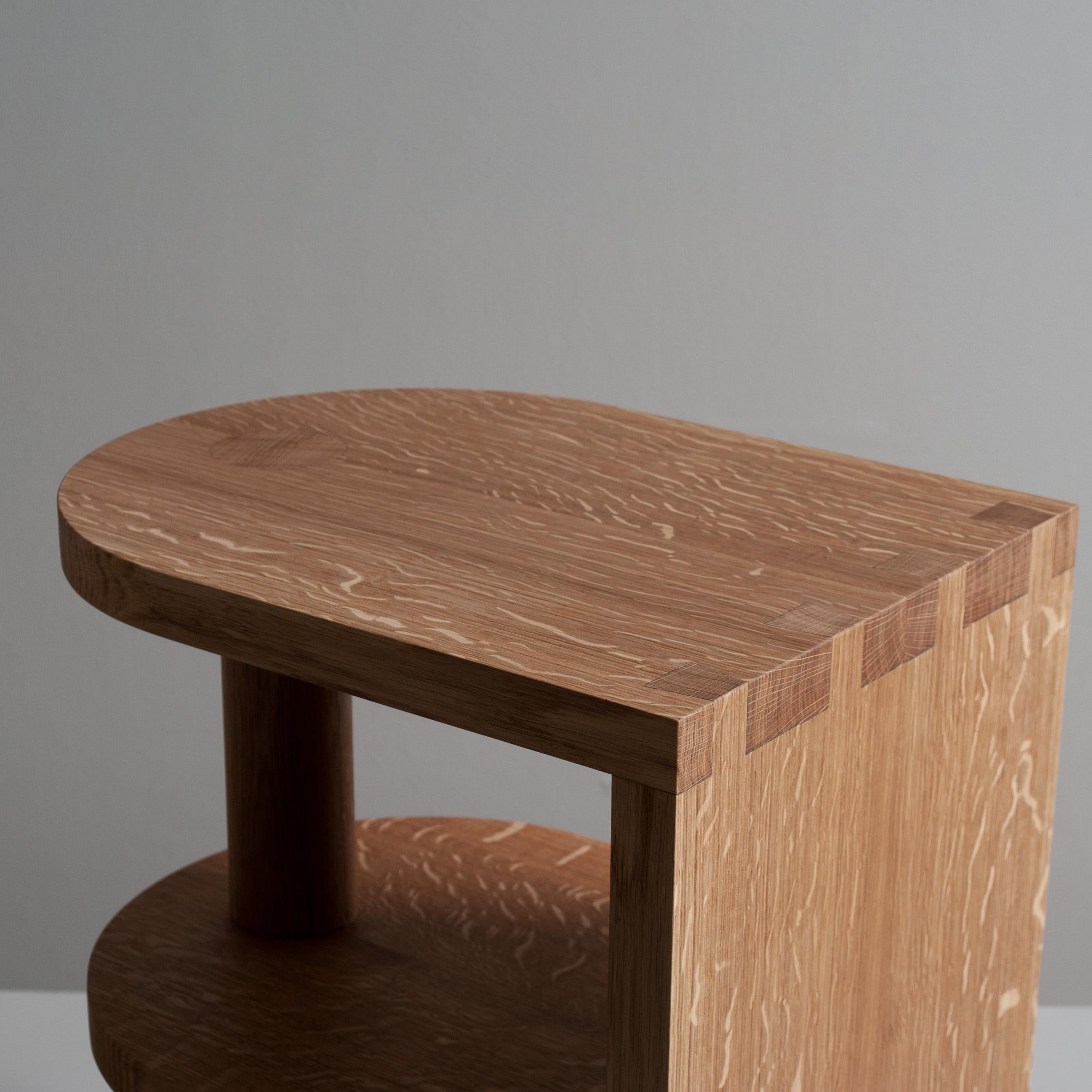 Modern Handcrafted English Oak Tiered Nightstand Table For Sale
