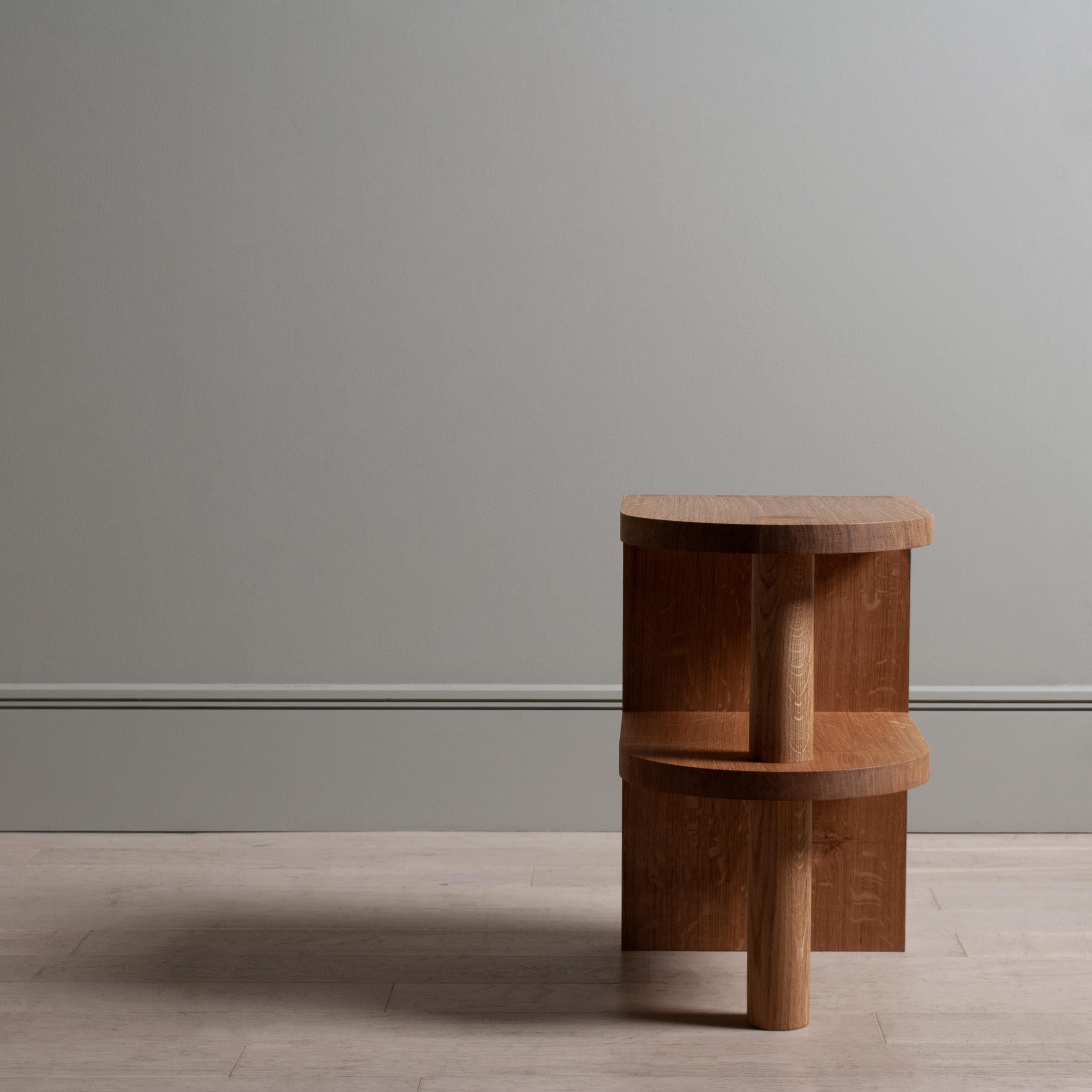 Contemporary Handcrafted English Oak Tiered Nightstand Table For Sale