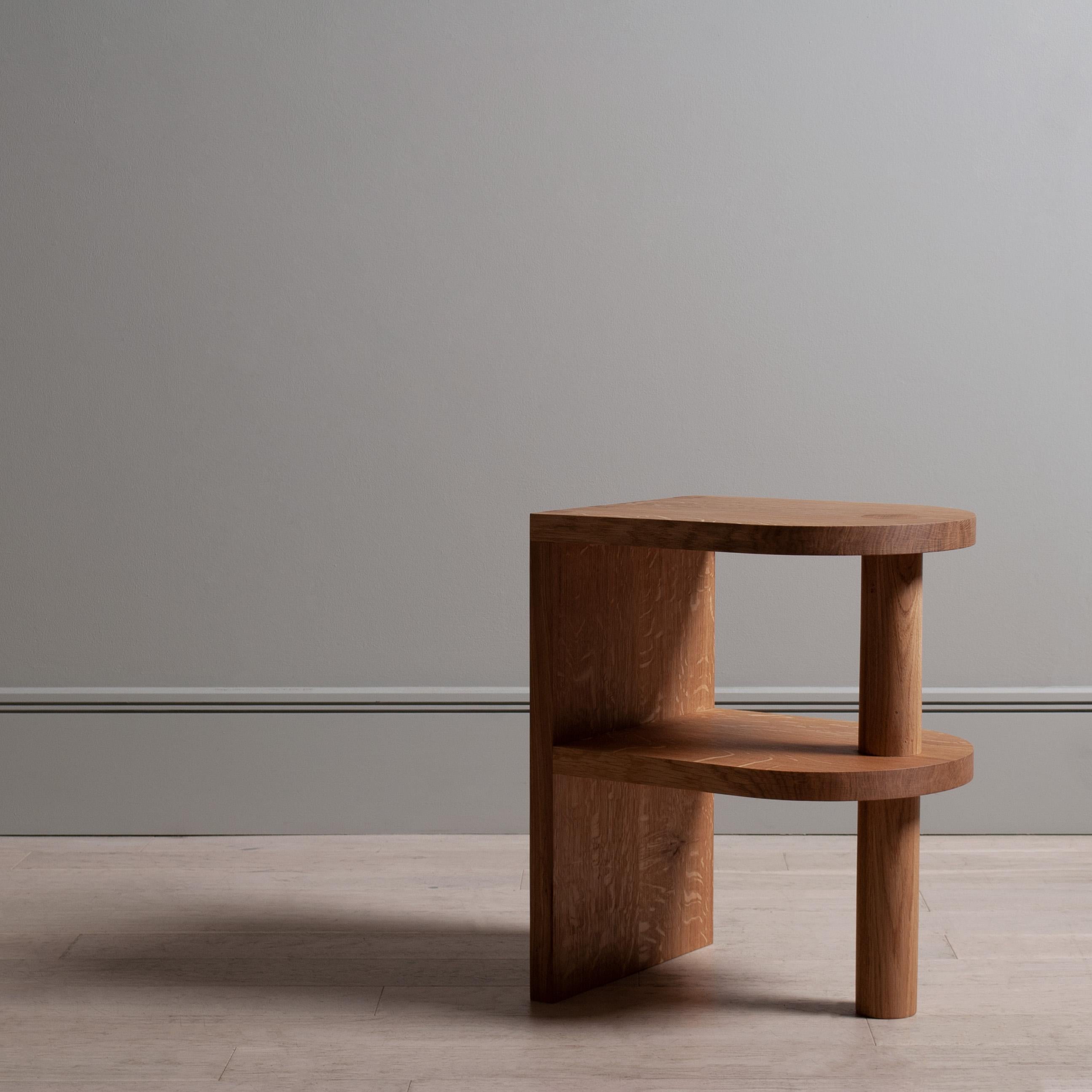 Handcrafted English Oak Tiered Nightstand Table For Sale 2
