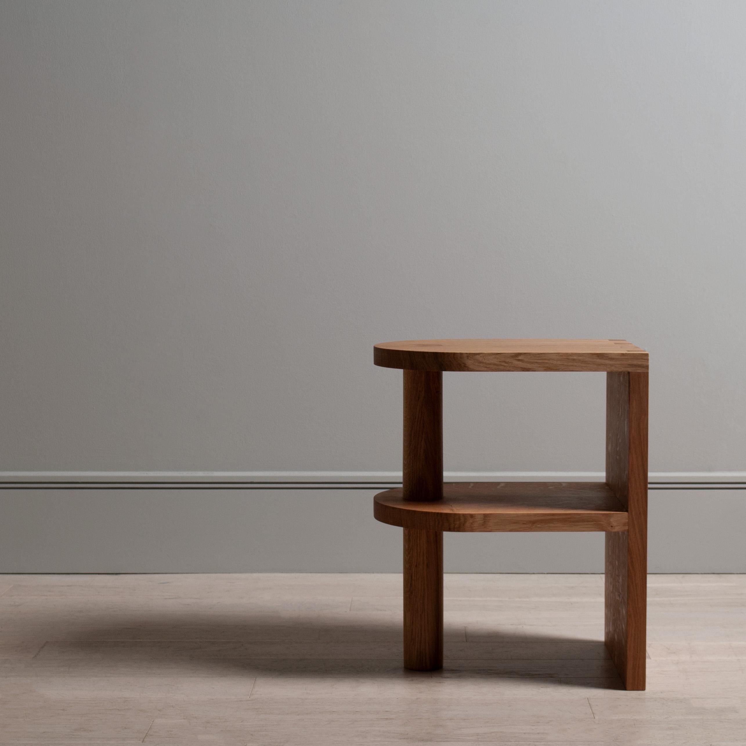 Handcrafted English Oak Tiered Nightstand Table For Sale 3